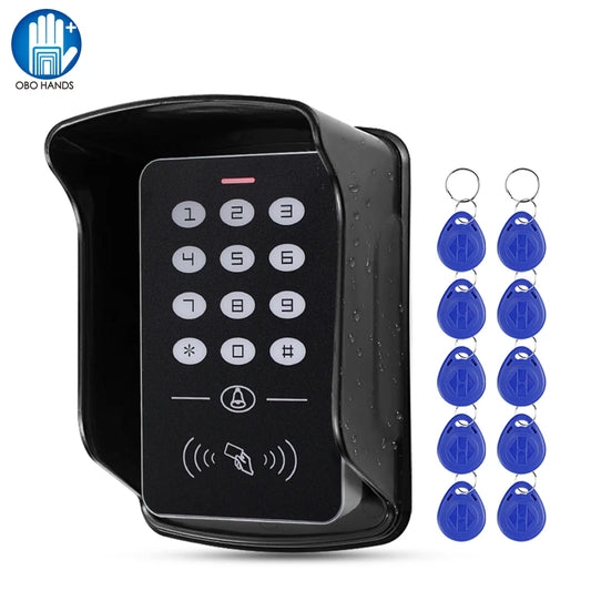 Access Control Keypad RFID Keyboard System Waterproof Outdoor Cover 125KHz Controller Card Reader 10pcs Keyfobs