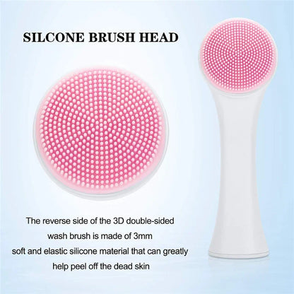 3D double silicone facial cleansing brush manual massage facial brush